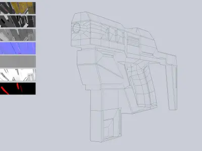 Cyberpunk gun Low-poly 3D model