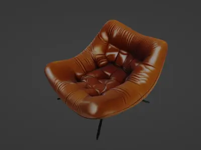 Modern Curved Leather Lounge Chair  3D model