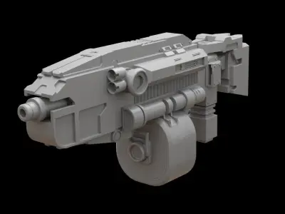 Mecha hard surface submachine gun 3D model purchase