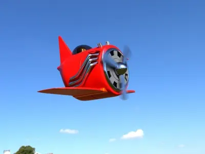 Red-Plane airplane Low-poly 3D model