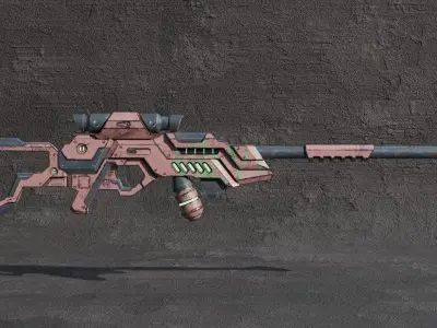 Cyberpunk Rifle Free low-poly 3D model