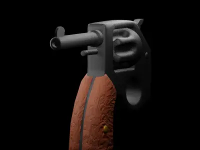 one Time use Revolver gun 3D model