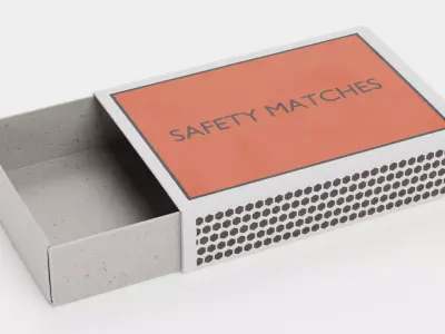 Matchbox V2 - Empty Slide-Out Box with Custom Cover Design 3D model