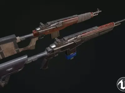 Tactical rifle M-14 Low-poly 3D model