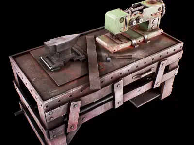 Sewing Machine table Low Poly Low-poly 3D model