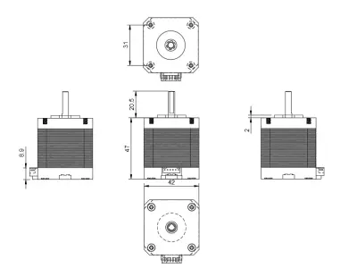 Stepper Motor NEMA 17 Detailed Free 3D print model