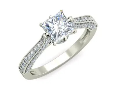 Princess Ring With Side stone 3D print model