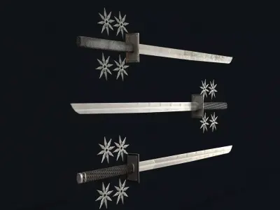 Ninja Weapon Set Low-poly 3D model purchase