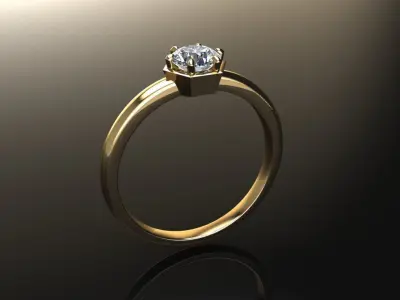 Hexagon Halo Basket Style Dainty Engagement Ring 3D print model