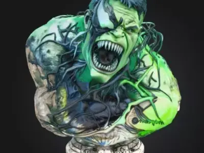 Venomized Hulk Bust 3D print model