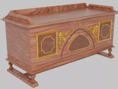 Antique Ornate Cedar Chest Low-poly 3D model