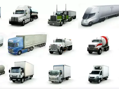 14 Low-Poly Trucks vol1 Low-poly 3D model