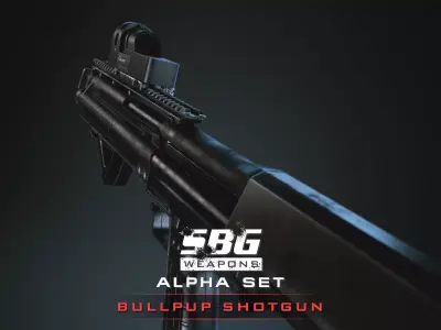 SBG Bullpup Shotgun Low-poly 3D model