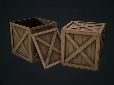 Wooden Cube Low-poly 3D model