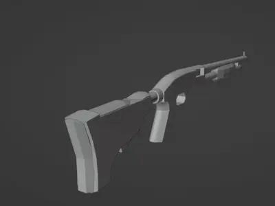 Shotgun Low-poly 3D model 4