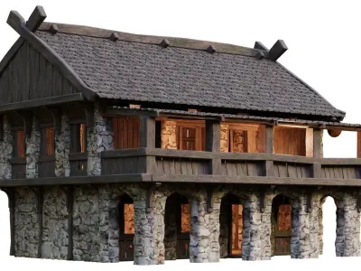 Old Medieval Building House 4K Textures GameReady 41 Low-poly 3D model