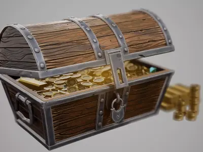 Stylized Gold Chest Low-poly 3D model