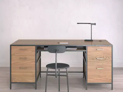 Work Desk Industrial Big 3D model
