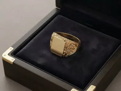 Gents Plain Signet Ring 3D print model