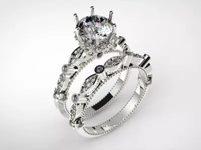 STL 3DM bride wedding ring model wr0006 3D print model