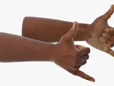 Black Male Arms Set in Hang Loose Pose 3D model