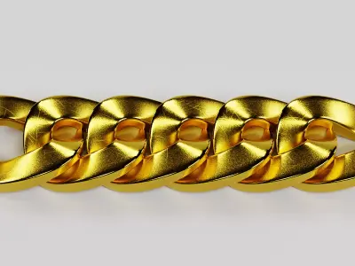 Link Chain V3 - Gold Cuban Style 3D model