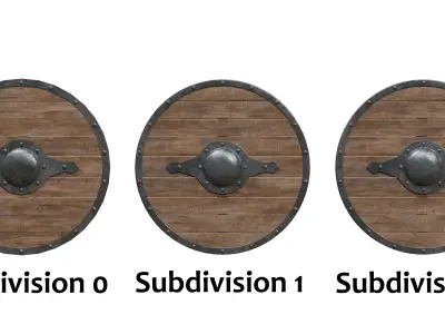 Round Shield - Low Poly to High Poly 3D model