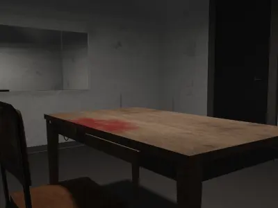 Interrogation Desk and Chair Low-poly 3D model