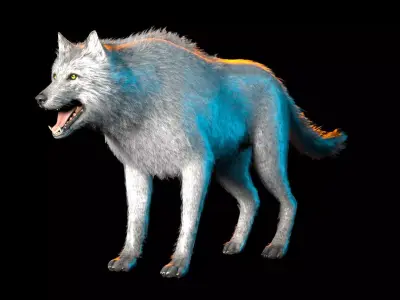 Realistic Wolf Low-poly 3D model