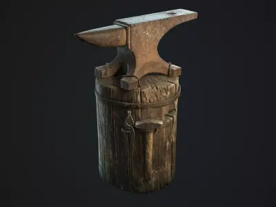 Anvil old ax Low-poly 3D model