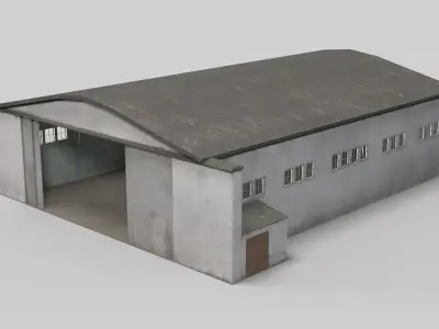 Vintage Aeroclub Aircraft Hangar PBR Real Scale Game  3D model