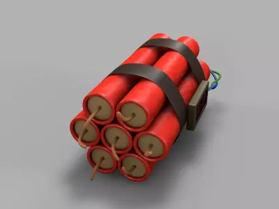 Electronic Dynamite Timer Bomb 3D model