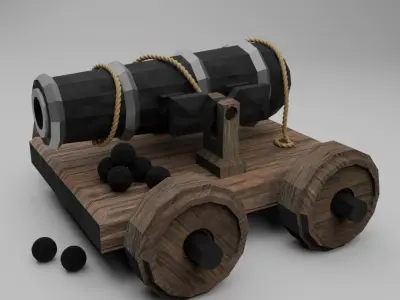 Low poly Classic Old Cannon Free low-poly 3D model