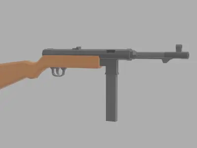 Low Poly MP-40 machine gun Low-poly 3D model