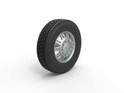 Front custom wheel of semi truck Version 10 Scale 1 to 25 3D print model