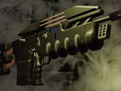 Heavy Sci-Fi Blaster Low-poly 3D model