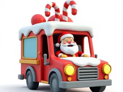 Santa Delivery Truck 3D Model Festive Holiday Vehicle Low-poly 3D model