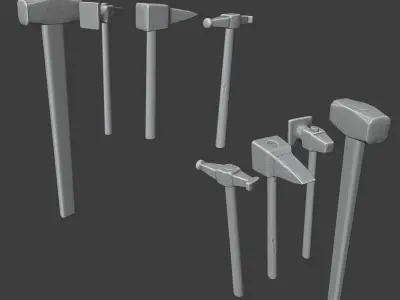 Hammer set of hammers Low-poly 3D model