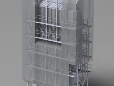 Grain-dryer tall metal structure with railings Free 3D model