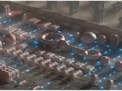 Sci-Fi Space Future Base Colony Kitbash Pack Buildings City 3D model