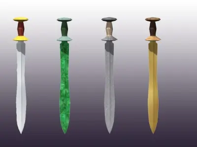 Lowpoly Sword Pack Low-poly 3D model