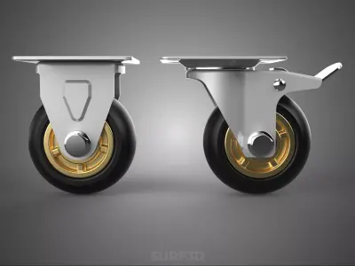 PAIR SET SWIVEL FIXED RIGID CASTER CASTOR ROLLER WHEEL TIRE LOCK 3D model