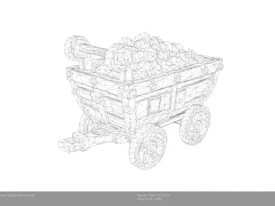 Low Poly Stylized Dwarven Gold Minecart Low-poly 3D model