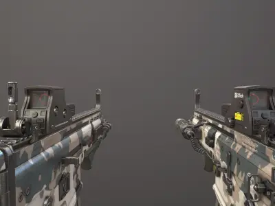 FN SCAR L with attachments Low-poly 3D model