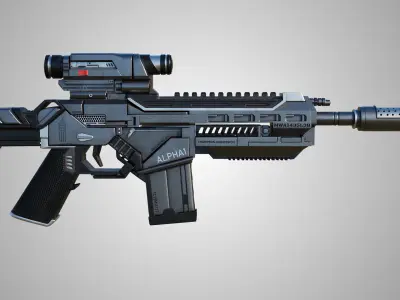 Assault Rifle Gun PBR Unity UE Arnold V-ray Textures Included  Low-poly 3D model