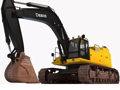 Yellow John Deere Excavator 3D model