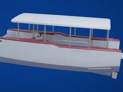 Catamaran boat Low-poly 3D model