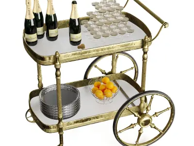 bar cart champagne 3D model