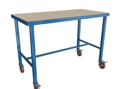Novo metal Industrial work table high with wheels 3D model
