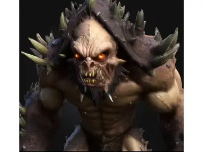 Mutant Spiked Ogre Monster Creature Sci Fi Alien Low-poly 3D model